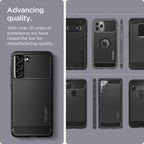 Spigen Rugged Armor dėklas Samsung Galaxy S21 FE – juodas -- Samsung Galaxy S21 FE