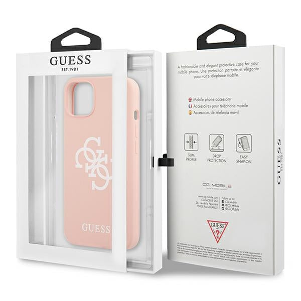 Guess silikoninis dėklas iPhone 13 mini – rožinis, 4G logo