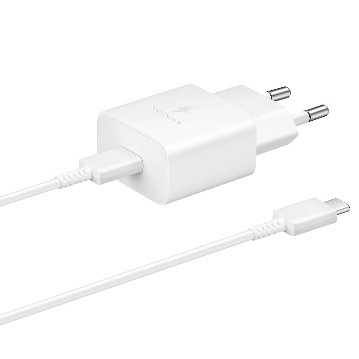 Samsung sieninis įkroviklis EP-T1510XWEGEU USB-C 15W PD AFC + USB-C laidas - baltas