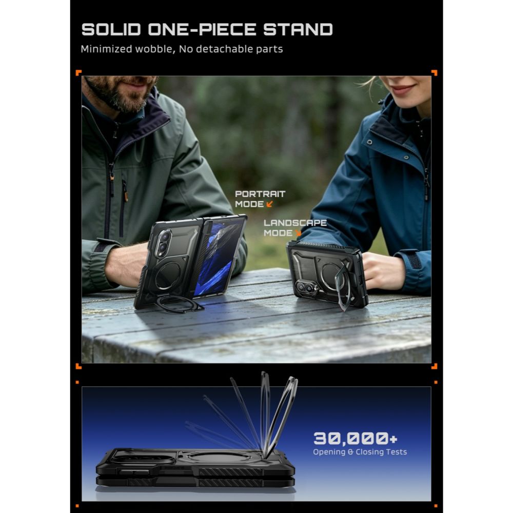 Dėklas Supcase UB Grip Mag MagSafe Galaxy Z Fold 8 su privatumo apsauginiu stiklu, juodas -- Galaxy Z Fold 8