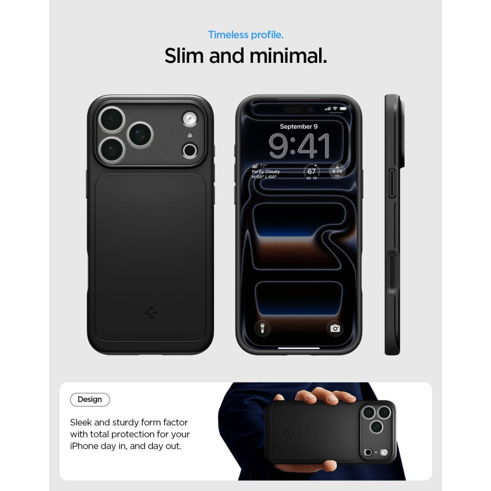 Dėklas Spigen Thin Fit MagSafe iPhone 17 Pro Max / 18 Pro Max, juodas -- iPhone 17 Pro Max, iPhone 18 Pro Max
