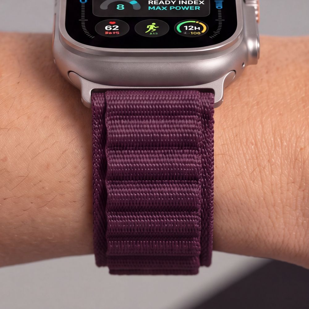 Dirželis Tech-Protect Nylon Pro Apple Watch 8 / 9 / 10 / 11 / 12 / SE / Ultra (44 / 45 / 46 / 49 mm), tamsiai bordo --...