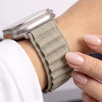 Dirželis Tech-Protect Nylon Pro Apple Watch 8 / 9 / 10 / 11 / 12 / SE / Ultra (44 / 45 / 46 / 49 mm), titano / alyvuogių...