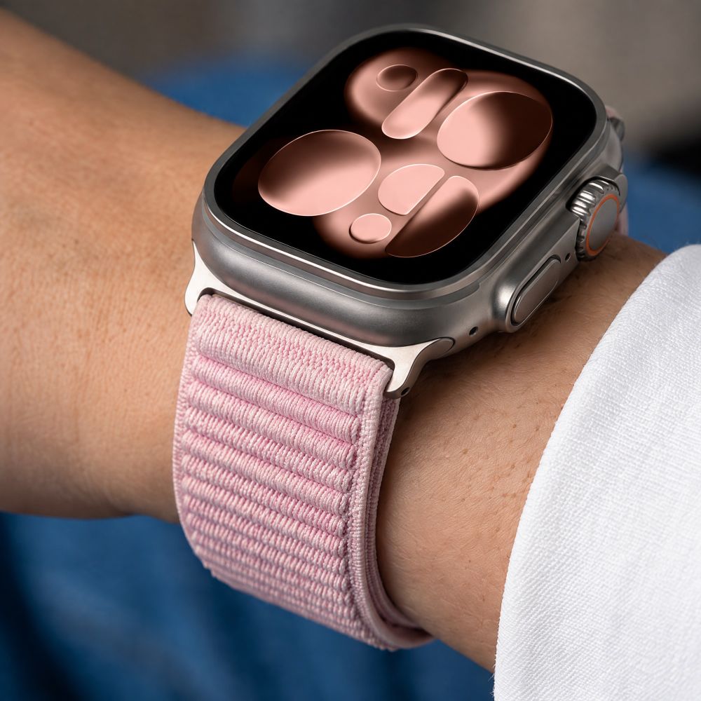 Dirželis Tech-Protect NylonLoop Apple Watch 8 / 9 / 10 / 11 / 12 / SE / Ultra (44 / 45 / 46 / 49 mm), rožinis -- Apple...