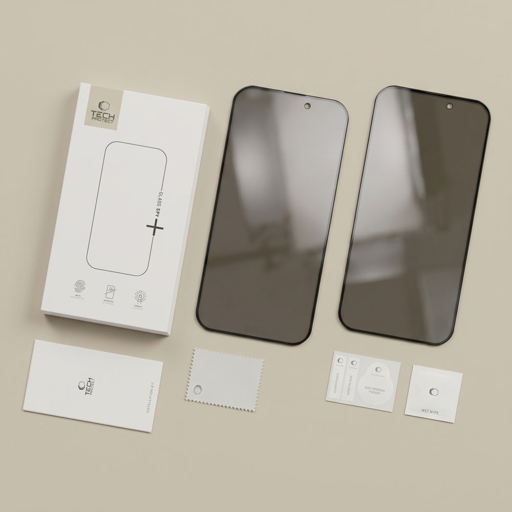 Apsauginis stiklas Tech-Protect Glass SPY+ Privacy, iPhone 18 Pro Max, 2 vnt. -- iPhone 18 Pro Max