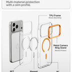 Dėklas Spigen Ultra Hybrid Optik S MagSafe iPhone 17 Pro / 18 Pro, skaidrus / oranžinis -- iPhone 17 Pro, iPhone 18 Pro