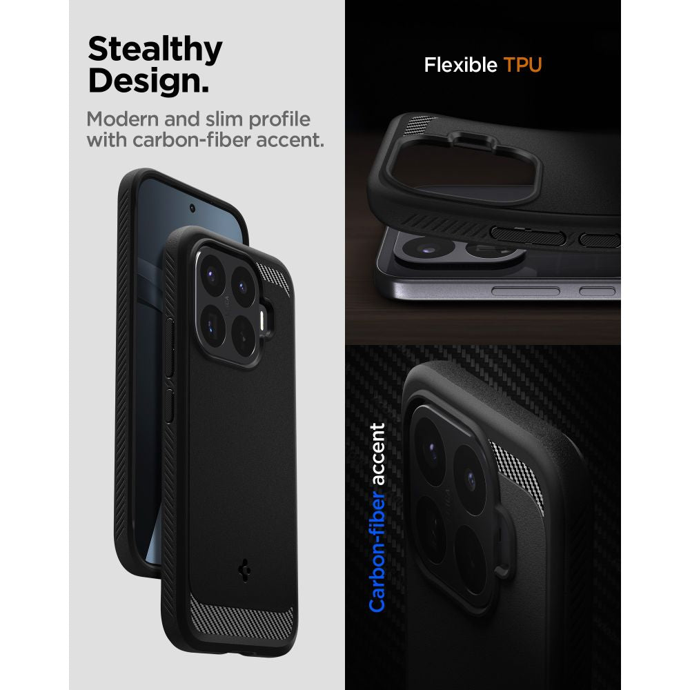 Dėklas Spigen Rugged Armor Xiaomi 17T Pro, matinis juodas -- Xiaomi 17T Pro