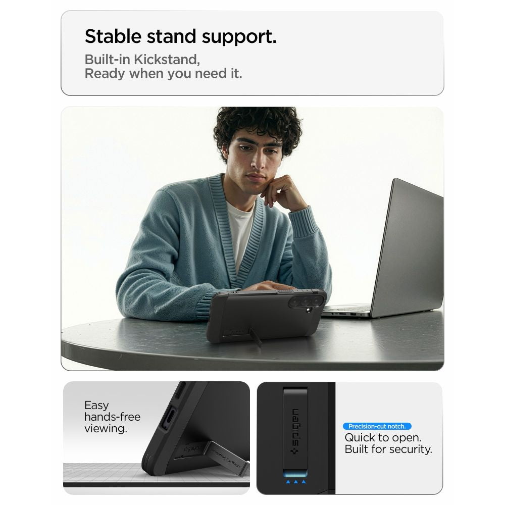 Dėklas Spigen Tough Armor Mag MagSafe Galaxy S25 FE / S26 FE, juodas -- Galaxy S25 FE, Galaxy S26 FE