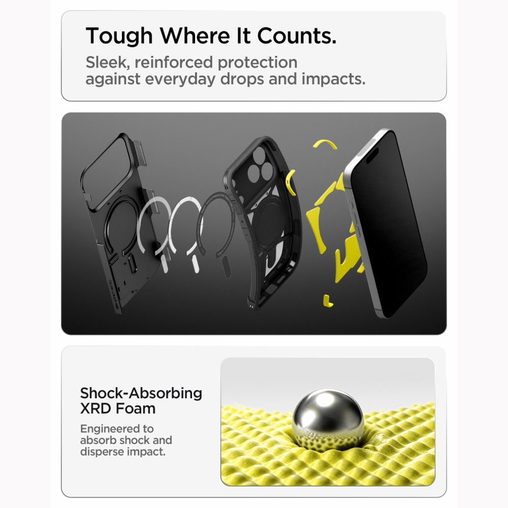 Dėklas Spigen Tough Armor T MagSafe iPhone 17 Pro Max / 18 Pro Max, juodas -- iPhone 17 Pro Max, iPhone 18 Pro Max