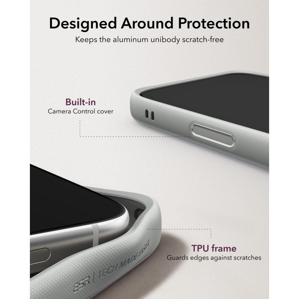 Dėklas ESR Leather Kickstand MagSafe iPhone 17 Pro Max / 18 Pro Max, pilkas -- iPhone 17 Pro Max, iPhone 18 Pro Max