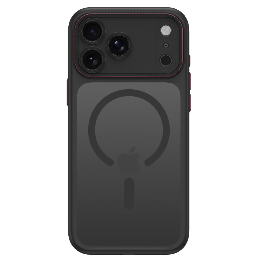 Dėklas Tech-Protect MagCam MagSafe Apple iPhone 17 Pro / 18 Pro, matinis juodas/raudonas -- iPhone 17 Pro, iPhone 18 Pro