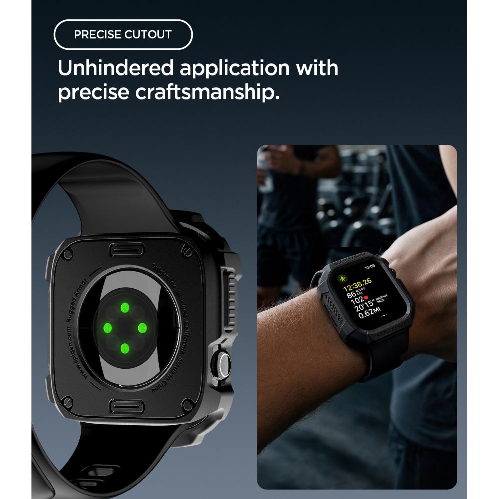 Dėklas Spigen Rugged Armor Apple Watch 12 (42 mm), matinis juodas -- Apple Watch 12 (42 mm)