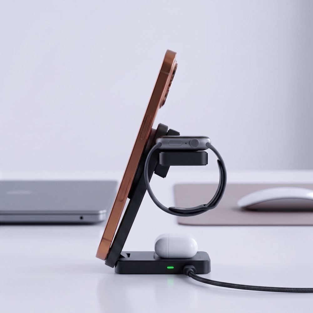 Belaidis įkroviklis Tech-Protect A56 3in1 MagSafe 25W Qi2.2, juodas -- TECH-PROTECT//Akcesoria//Ładowarki Indukcyjne