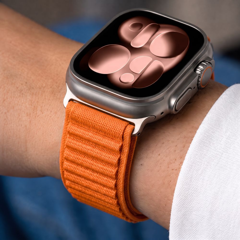 Dirželis Tech-Protect NylonLoop Apple Watch 8 / 9 / 10 / 11 / 12 / SE / Ultra (44 / 45 / 46 / 49 mm), oranžinis -- Apple...