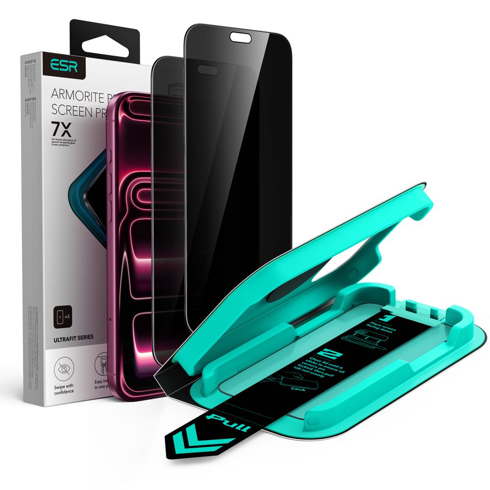 Apsauginis privatumo stiklas ESR UltraFit Armorite, 2 vnt., iPhone 18 Pro -- iPhone 18 Pro