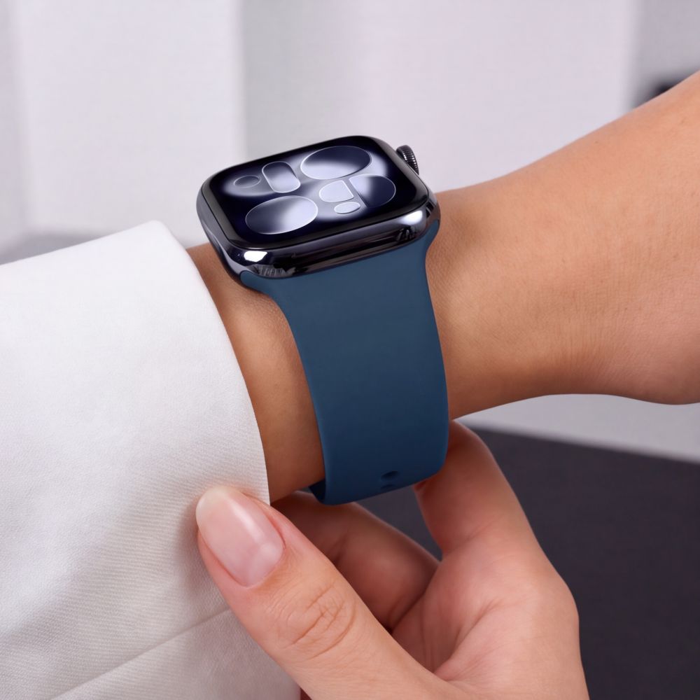 Dirželis Tech-Protect Silicone Apple Watch 8 / 9 / 10 / 11 / 12 / SE / Ultra (44 / 45 / 46 / 49 mm), tamsiai mėlynas --...