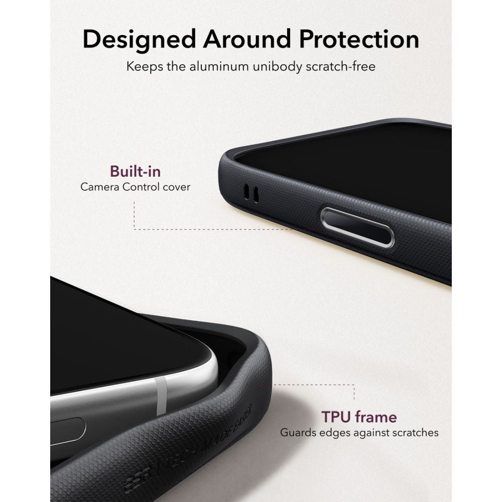 Dėklas ESR Leather Kickstand MagSafe iPhone 17 Pro / 18 Pro, juodas -- iPhone 17 Pro, iPhone 18 Pro