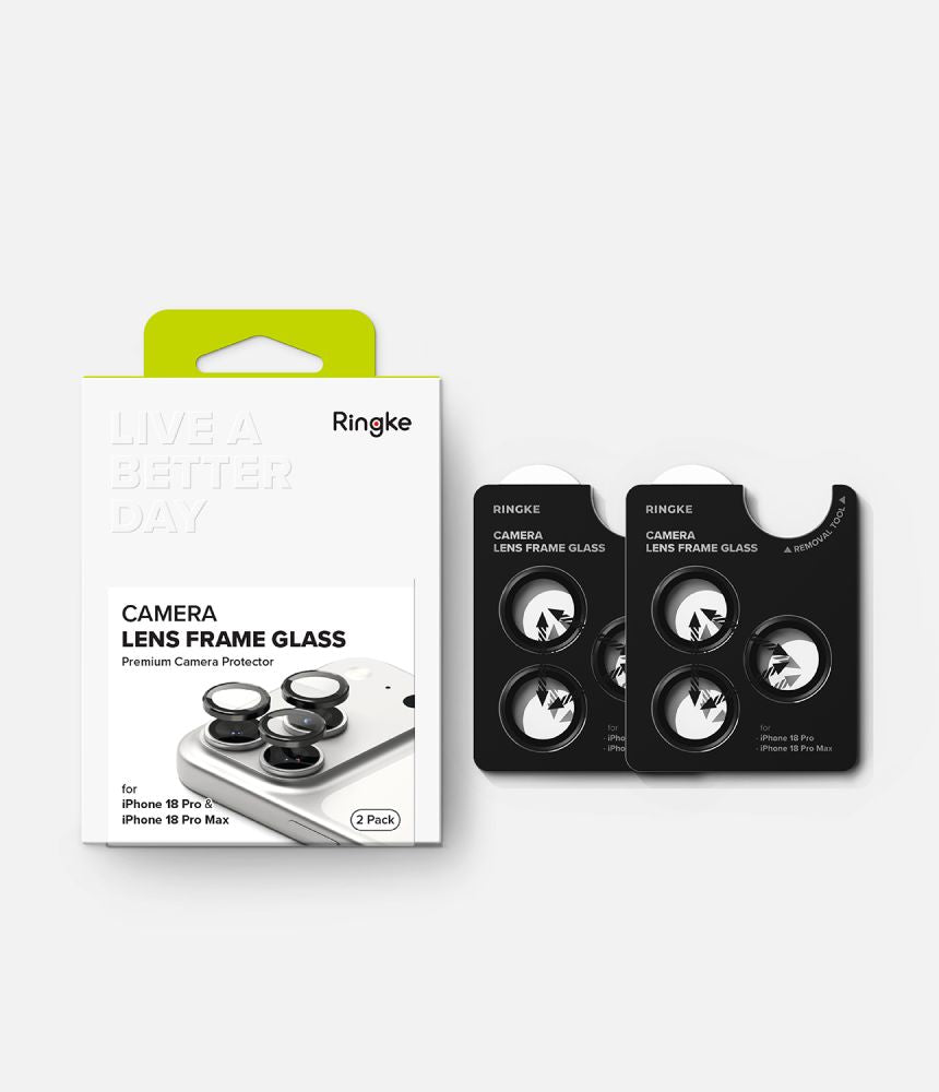 Kameros apsauginis stiklas Ringke Camera Frame Protector iPhone 18 Pro / 18 Pro Max, 2 vnt., juodas -- iPhone 18 Pro,...