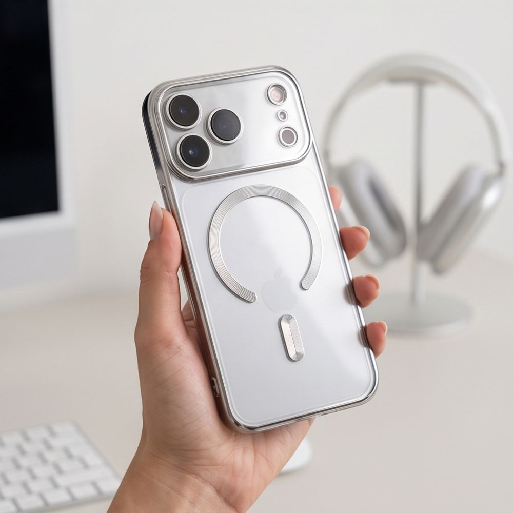 Dėklas Tech-Protect MagFlex MagSafe iPhone 17 Pro Max / 18 Pro Max, blizgus sidabrinis -- iPhone 17 Pro Max, iPhone 18...