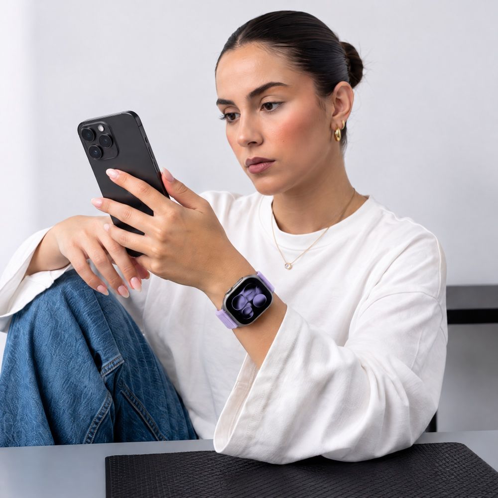 Dirželis Tech-Protect NylonLoop Apple Watch 8 / 9 / 10 / 11 / 12 / SE / Ultra (44 / 45 / 46 / 49 mm), violetinis -- Apple...