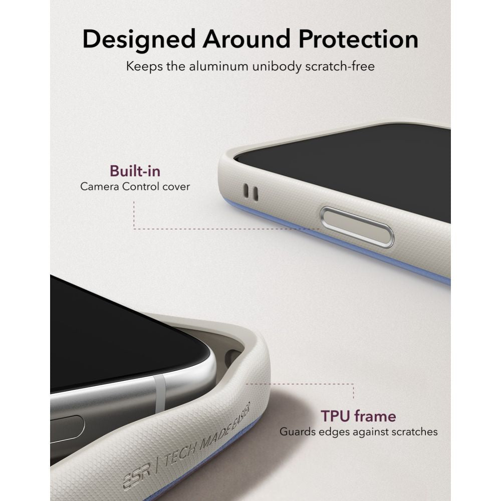 Dėklas ESR Leather Kickstand MagSafe iPhone 17 Pro / 18 Pro, pilkas -- iPhone 17 Pro, iPhone 18 Pro