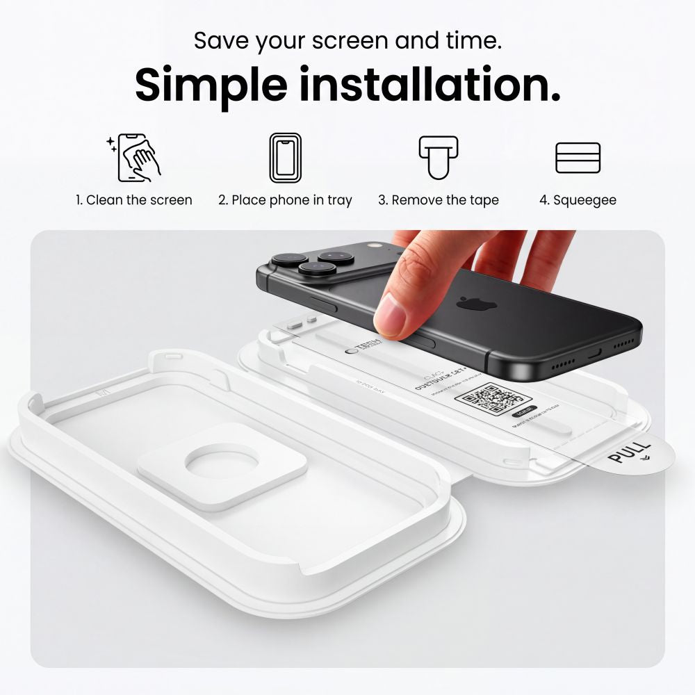 Apsauginis stiklas Tech-Protect OneTouch Set+ iPhone 17 Pro / 18 Pro 2 vnt., skaidrus -- iPhone 17 Pro, iPhone 18 Pro