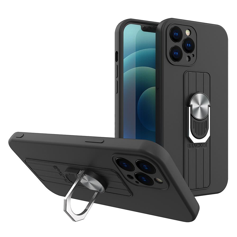Ring Case silikoninis dėklas su žiedu Xiaomi Redmi 10 – juodas -- Xiaomi Redmi 10