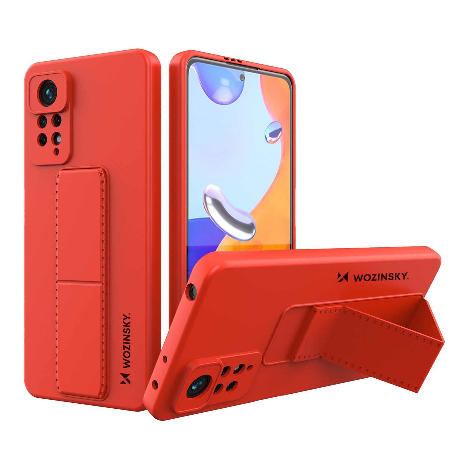 Wozinsky Kickstand dėklas Xiaomi Redmi Note 11 Pro – raudonas -- Xiaomi Redmi Note 11 Pro