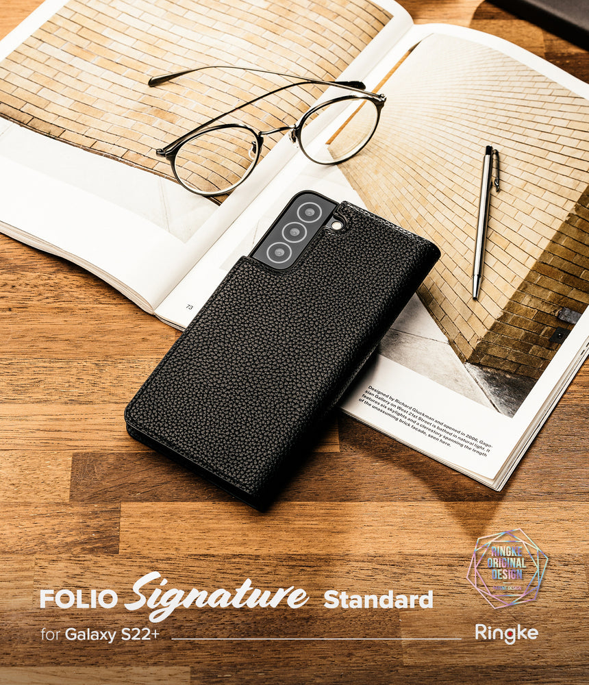 Ringke Folio Signature odinis dėklas Galaxy S22+ – juodas -- Samsung Galaxy S22+