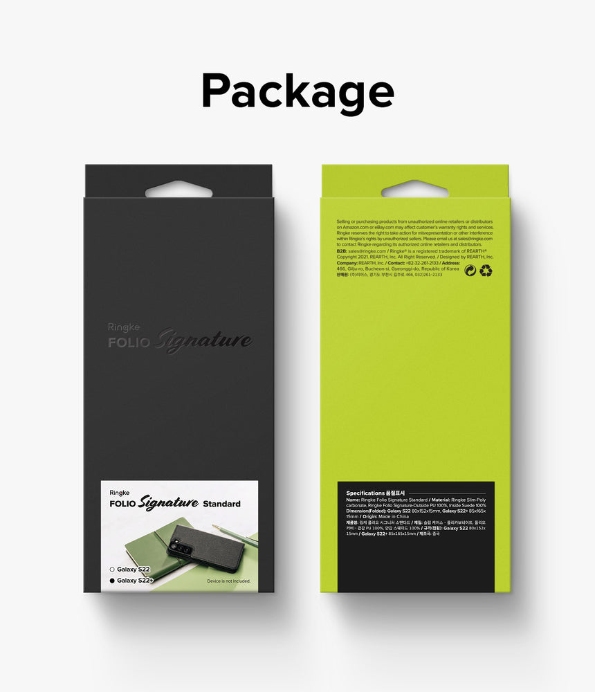 Ringke Folio Signature odinis dėklas Galaxy S22+ – juodas -- Samsung Galaxy S22+