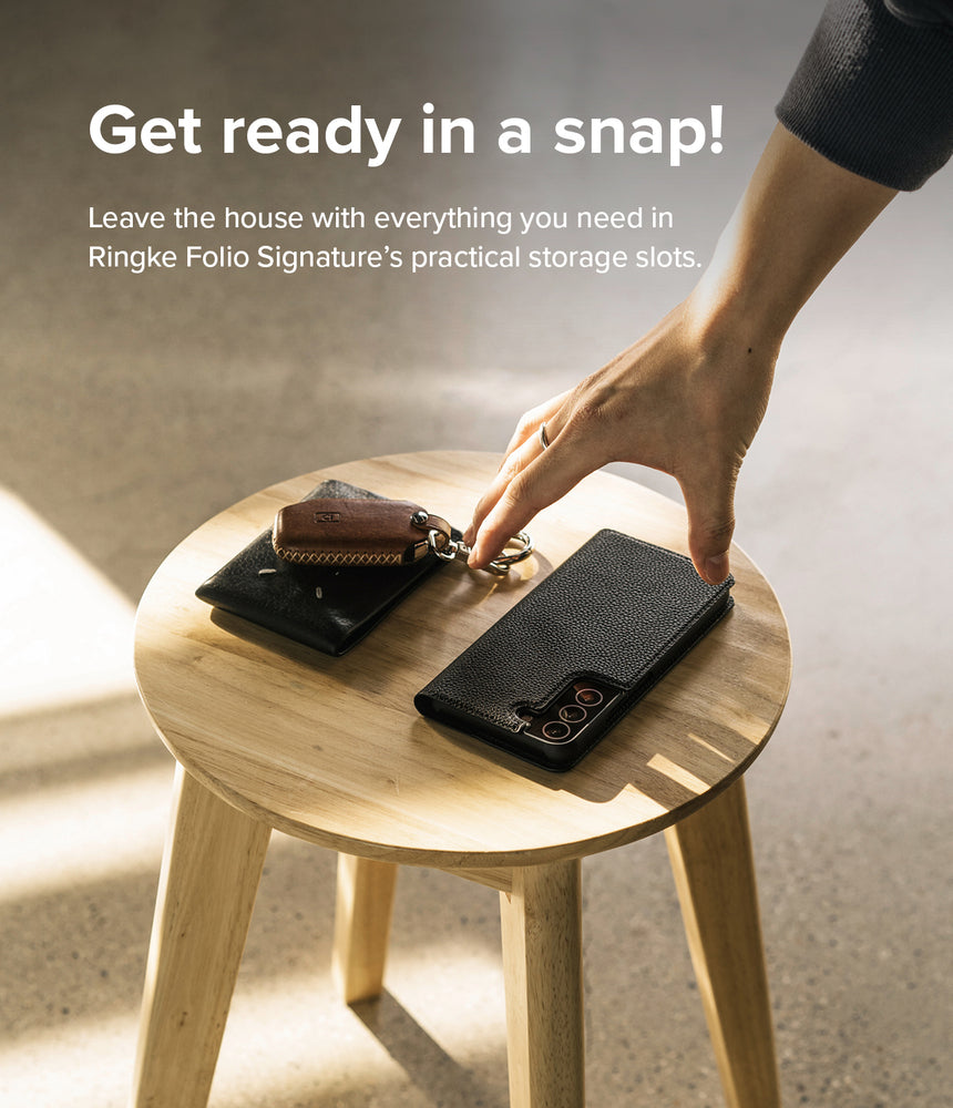 Ringke Folio Signature odinis dėklas Galaxy S22+ – juodas -- Samsung Galaxy S22+