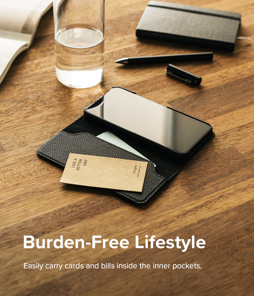 Ringke Folio Signature odinis dėklas Galaxy S22+ – juodas -- Samsung Galaxy S22+