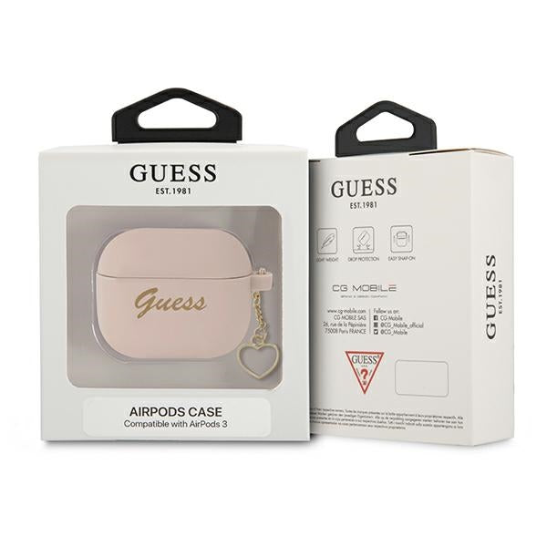 Guess silikoninis dėklas AirPods 3 – rožinis, Charm Heart