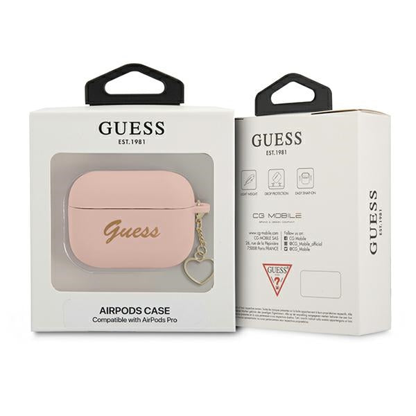 Guess silikoninis dėklas AirPods Pro – rožinis, su pakabuku