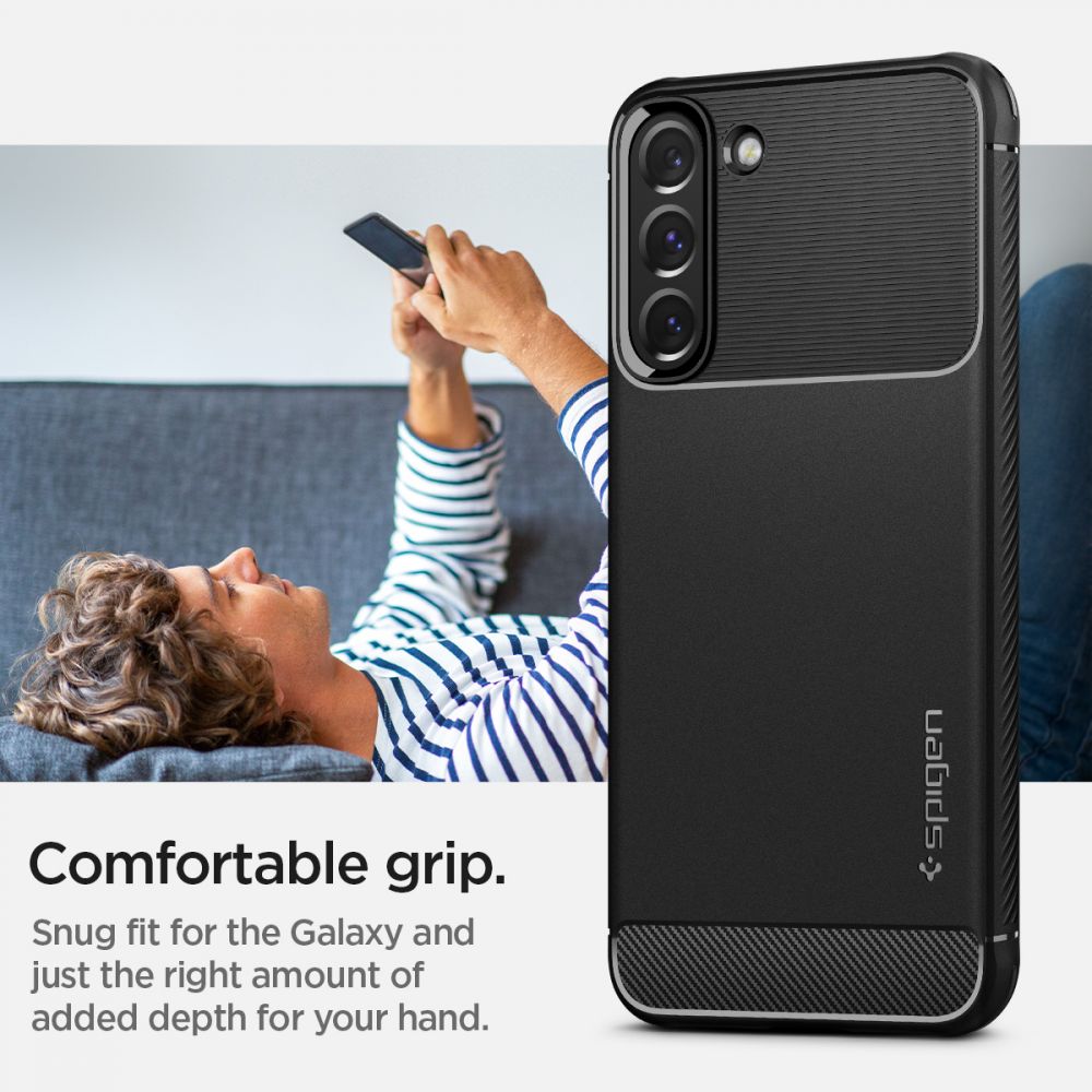 Spigen Rugged Armor dėklas Samsung Galaxy S22 – juodas -- Samsung Galaxy S22