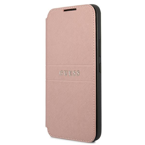 Guess Saffiano Stripes dėklas Samsung Galaxy S22+ – rožinis -- Samsung Galaxy S22+