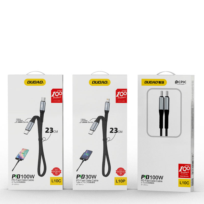 Dudao L10P Lightning - USB-C PD 20W laidas 0.23 m, juodas