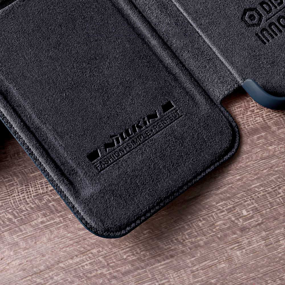 Nillkin Qin odinis atverčiamas dėklas Galaxy A73 – juodas -- Samsung Galaxy A73