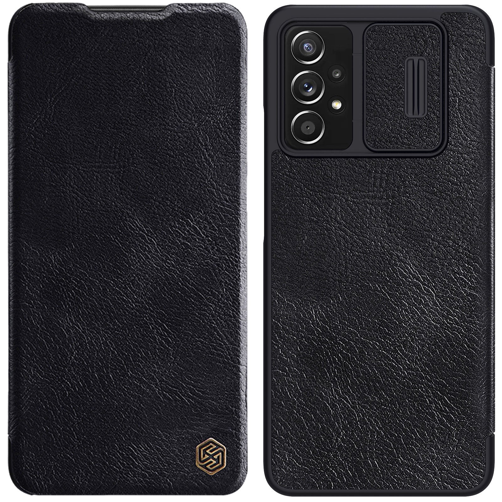 Nillkin Qin odinis atverčiamas dėklas Galaxy A73 – juodas -- Samsung Galaxy A73