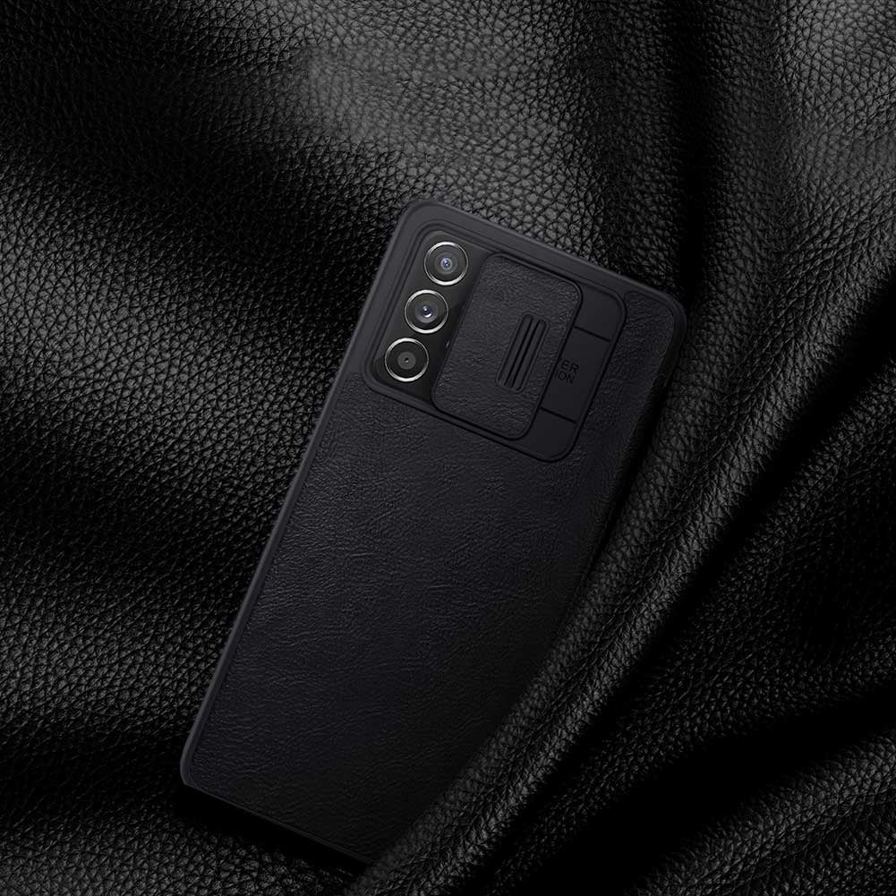 Nillkin Qin odinis atverčiamas dėklas Galaxy A73 – rudas -- Samsung Galaxy A73