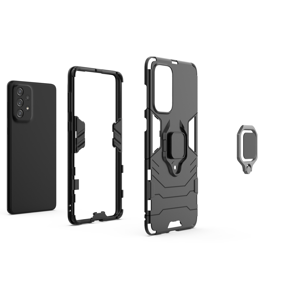 Ring Armor tvirtas dėklas Samsung Galaxy A73 – juodas -- Samsung Galaxy A73