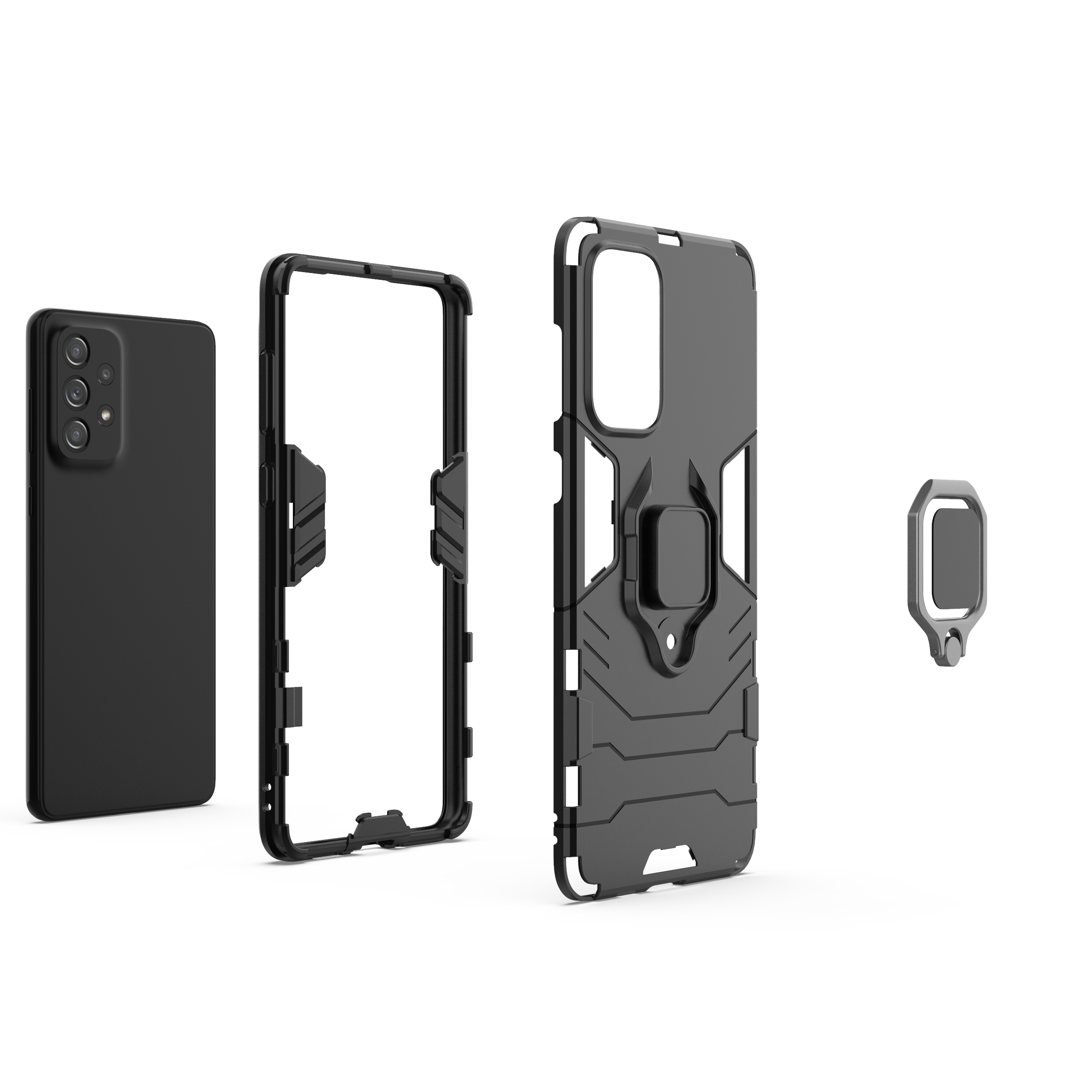 Ring Armor tvirtas dėklas Samsung Galaxy A73 – juodas -- Samsung Galaxy A73