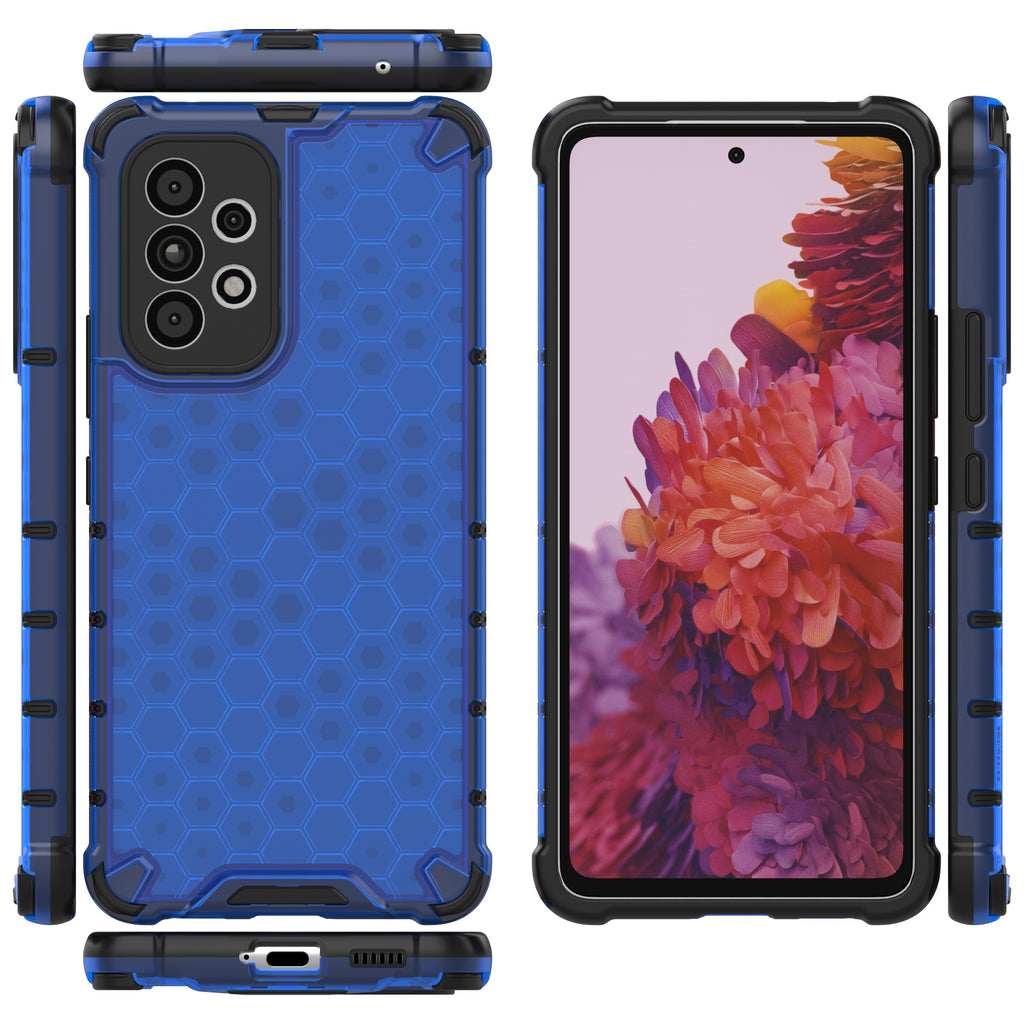Šarvuotas korio rašto dėklas Galaxy A73 – mėlynas -- Samsung Galaxy A73