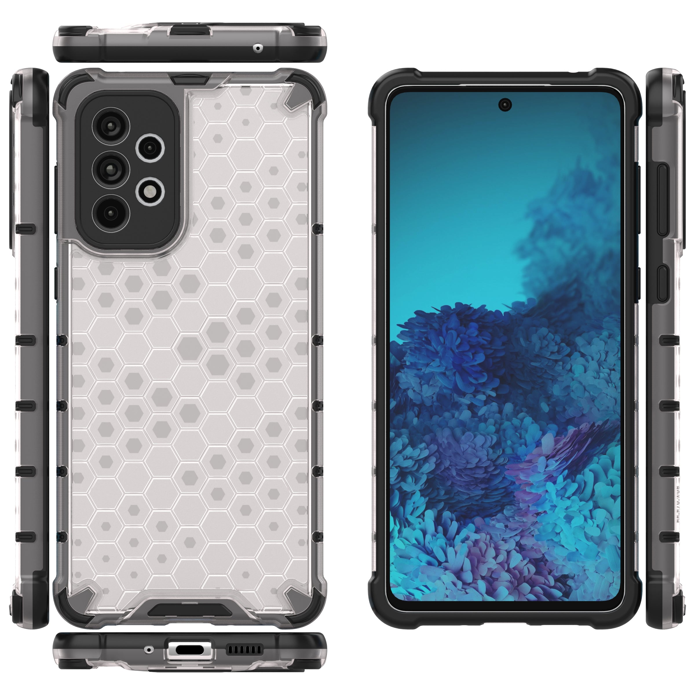 Skaidrus hibridinis dėklas Samsung Galaxy A73 – Honeycomb -- Samsung Galaxy A73