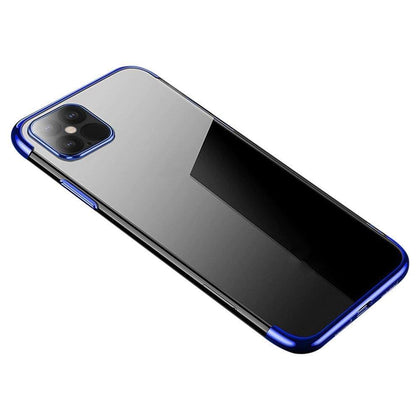 Skaidrus TPU dėklas Samsung Galaxy S22 Ultra – mėlynas rėmelis -- Samsung Galaxy S22 Ultra