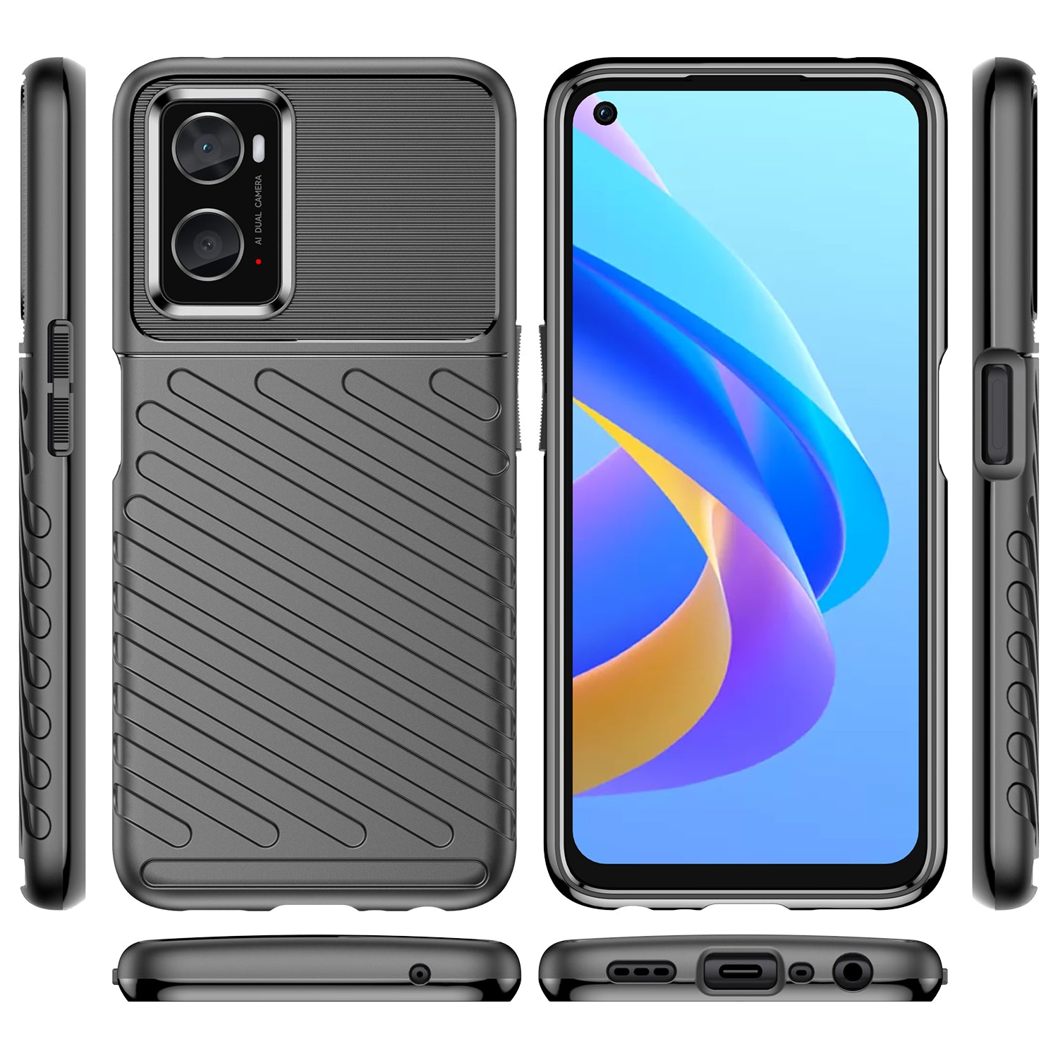 Thunder Case TPU dėklas Oppo A76/A36/Realme 9i – juodas -- Oppo A36
