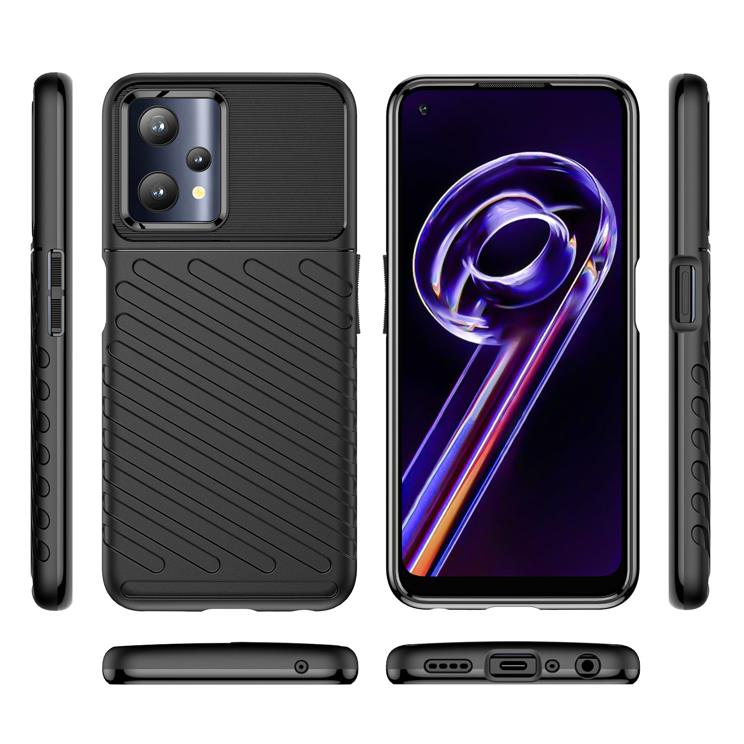 Thunder Case šarvuotas dėklas Realme 9 Pro – juodas -- Realme 9 Pro