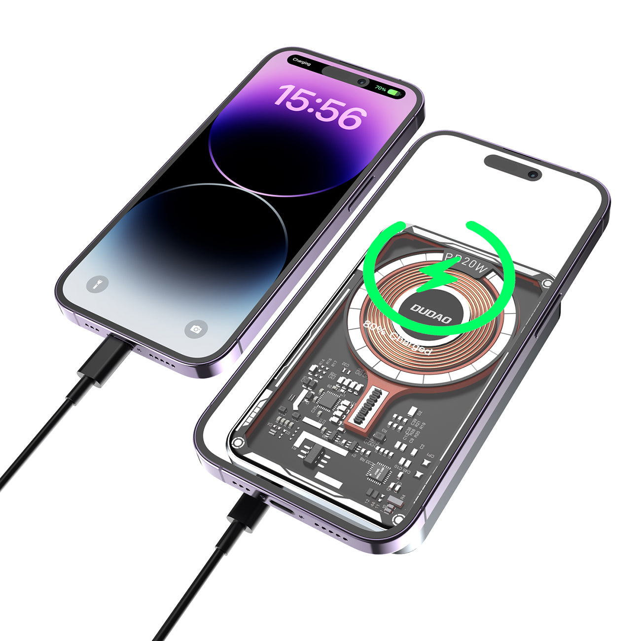 Dudao TGK1 išorinė baterija su MagSafe belaidžiu įkrovikliu 20W 10000mAh juoda (TGK1-black)