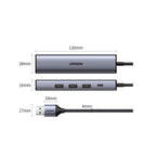 Ugreen daugiafunkcis adapteris HUB USB 3.0 - 3 x USB / Ethernet RJ-45 / USB Type C PD pilkas (CM475) -- USB Hubs