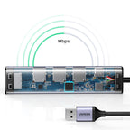 Ugreen daugiafunkcis adapteris HUB USB 3.0 - 3 x USB / Ethernet RJ-45 / USB Type C PD pilkas (CM475) -- USB Hubs